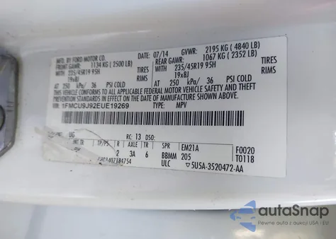 2014 Ford Escape Titanium from USA, damaged, VIN 1FMCU9J92EUE19269